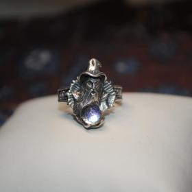 кольцо серебро 925 "волшебник с хрустальным шаром" для поклонниц фэнтези 