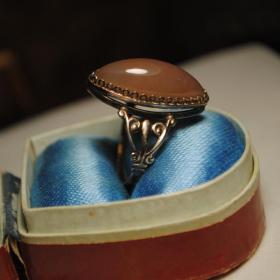 винтажное кольцо серебро 875 звезда позолота натуральный камень халцедон ХЮ большой размер