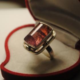 шикарное кольцо перстень серебро 925 природный турмалин состояние! 