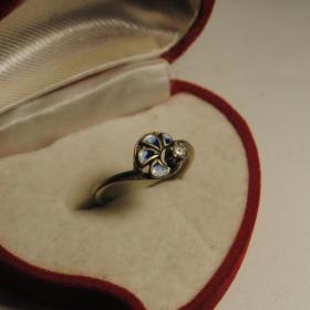 винтажное кольцо мельхиор маркировка фианит эмали  