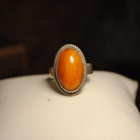 винтажное кольцо серебро 875 925 натуральный янтарь 