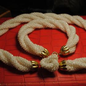 винтажный гарнитур колье ожерелье браслет бисер  
