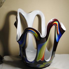 шикарная ваза ручной работы двухслойное стекло MAKORA польша 80 -е 