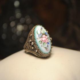 винтажное кольцо перстень финифть  