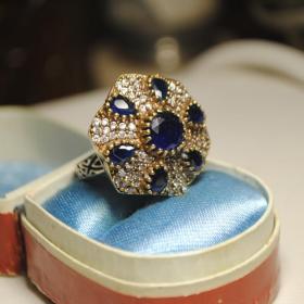 шикарное винтажное кольцо перстень латунь посеребрение камни?  