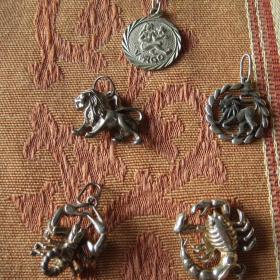 Подвесы серебро 925, знаки зодиака: Лев, Скорпион, 5 шт.