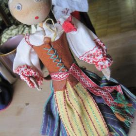 Кукла деревянная Литва, Жемайте, 1979 г, СССР с ценником