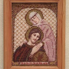 Икона вышитая бисером. Картина под стеклом. Святой Князь Пётр и Святая Княжна Феврония.