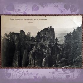 Антикварная открытка "Бастайский мост. Скала Фердинанда. Саксонская Швейцария"
