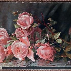 Антикварная открытка "Ветка розы"