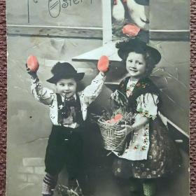 Антикварная открытка "Веселой Пасхи". Германия