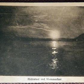 Антикварная открытка "Хаммерфест. Закат". Норвегия