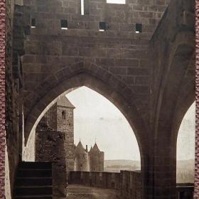 Антикварная открытка "Каркасон. Внешний вид замка". Франция
