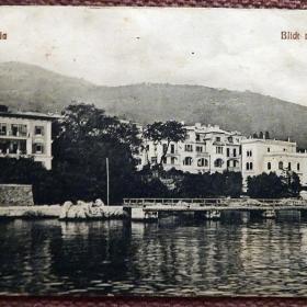 Антикварная открытка "Аббазия. Вид на гавань". Хорватия