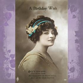 Антикварная открытка "Пожелание на день рождения"