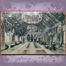 Антикварная открытка "Хоэншвангау. Замок Нойшвантайн. Банкетный зал". Германия