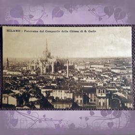Антикварная открытка "Милан. Панорамный вид с колокольни Св. Карла". Италия