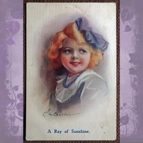 Антикварная открытка "Солнечная девочка"
