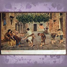 Антикварная открытка "Венеция. Игра в салки"