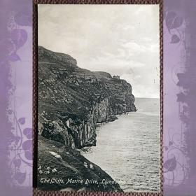 Антикварная открытка "Лландино. Скалистый берег". Англия
