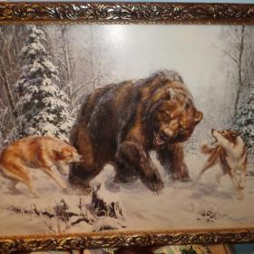 Картина " Медведь и лайки " Татьяна Дончурова