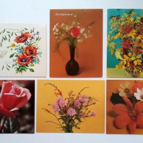 Мини-открытка. Цветочные композиции. 1983-1985 гг.
