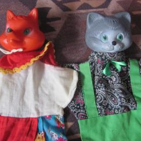 Куклы на руку перчаточные лиса кот кукольный театр голова резиновая СССР