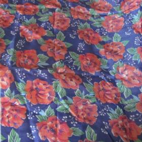 Плательный креп старенькая ткань отрез вискозный шелк цветы ягодки винтаж СССР 
