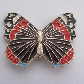 Брошь значок винтаж металл алюминий эмаль бабочка СССР клеймо  