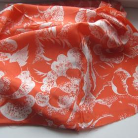 Ткань крепдешин не просвечивает шелк натуральный винтаж СССР роскошная коралловая расцветка