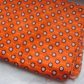  Сатин ткань отрез хб хлопок мелкие цветочки оранжевый винтаж СССР лоскутное шитье пэчворк  