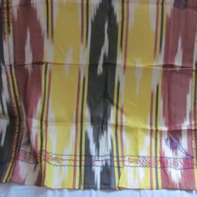 Ткань натуральная адрас икат винтаж СССР вышивка тамбуром размер 0,75 на 0,75 м