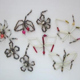 Бабочки и цветы монтажные  елочные игрушки СССР из стекляруса