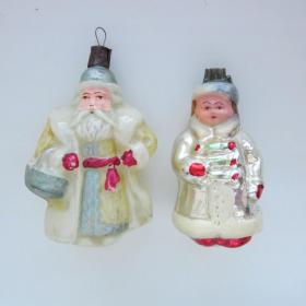 Дед Мороз и Снегурочка елочные игрушки УССР