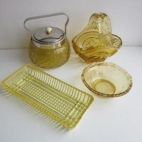 Советская посуда из желтого стекла СССР