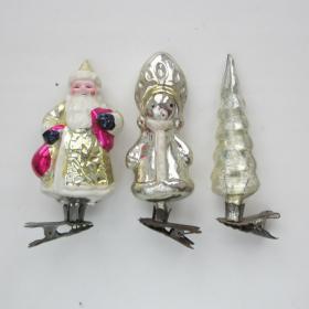 Дед Мороз, Снегурочка, елочка елочные игрушки СССР