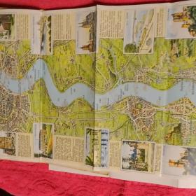 Старая карта, иллюстрирующая путешествие по Рейну от Майнца до Кёльна