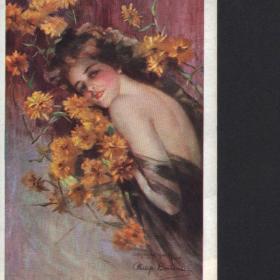 Старинная английская открытка "The secret оf the flowers". 
