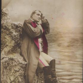 Старинная открытка "Наполеон на острове Святой Елены". 