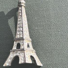 Винтаж Париж Франция брошь Эйфелева башня кристаллы