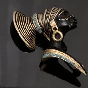 Старинная брошь Африканская королева Blackamoor African Queen(серьги, бирюза)