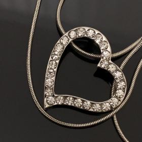 Ожерелье , колье Swarovski Кулон Сердце на цепочке, родиевое покрытие Винтаж