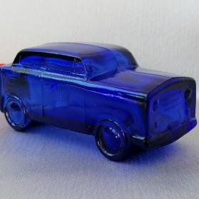 Флакон от одеколона "Ралли" Автомобиль, синее кобальтовое стекло СССР, винтаж  