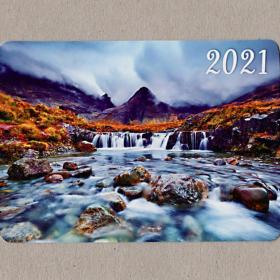 Календарь карманный, Россия, 2021, природа, осень, пороги, тучи, река, горы, холмы, влага, камни