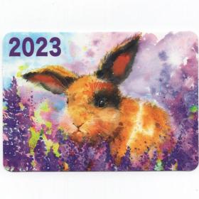 Календарь карманный Россия 2023 флора фауна 10х7 см лаванда кролик заяц символ года лавандовый