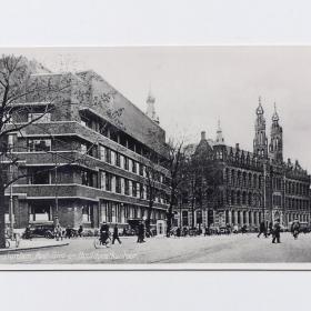 Открытка иностранная Нидерланды 1930-е подписана след вклейка Амстердам Главпочтамт почта вид город