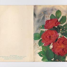 Открытка СССР. Приглашение на свадьбу. Фото И. Дергилева, 1990 г, двойная, розы