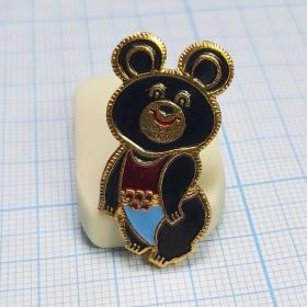 Значок СССР редкость Спорт Москва Олимпиада 80 мишка черный талисман трико символ олимпийские игры