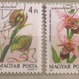 Марки 6 шт. Орхидеи. Венгрия 1987 г.