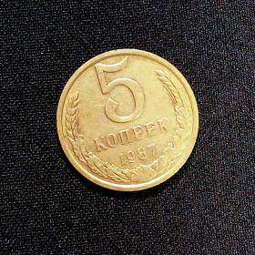 Монета СССР. 5 копеек 1987 года, из обращения